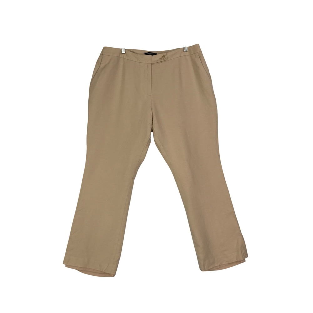 Talbots‎ Woman Petite Linen Blend Cropped Wide Leg Pants Cream Size 16WP